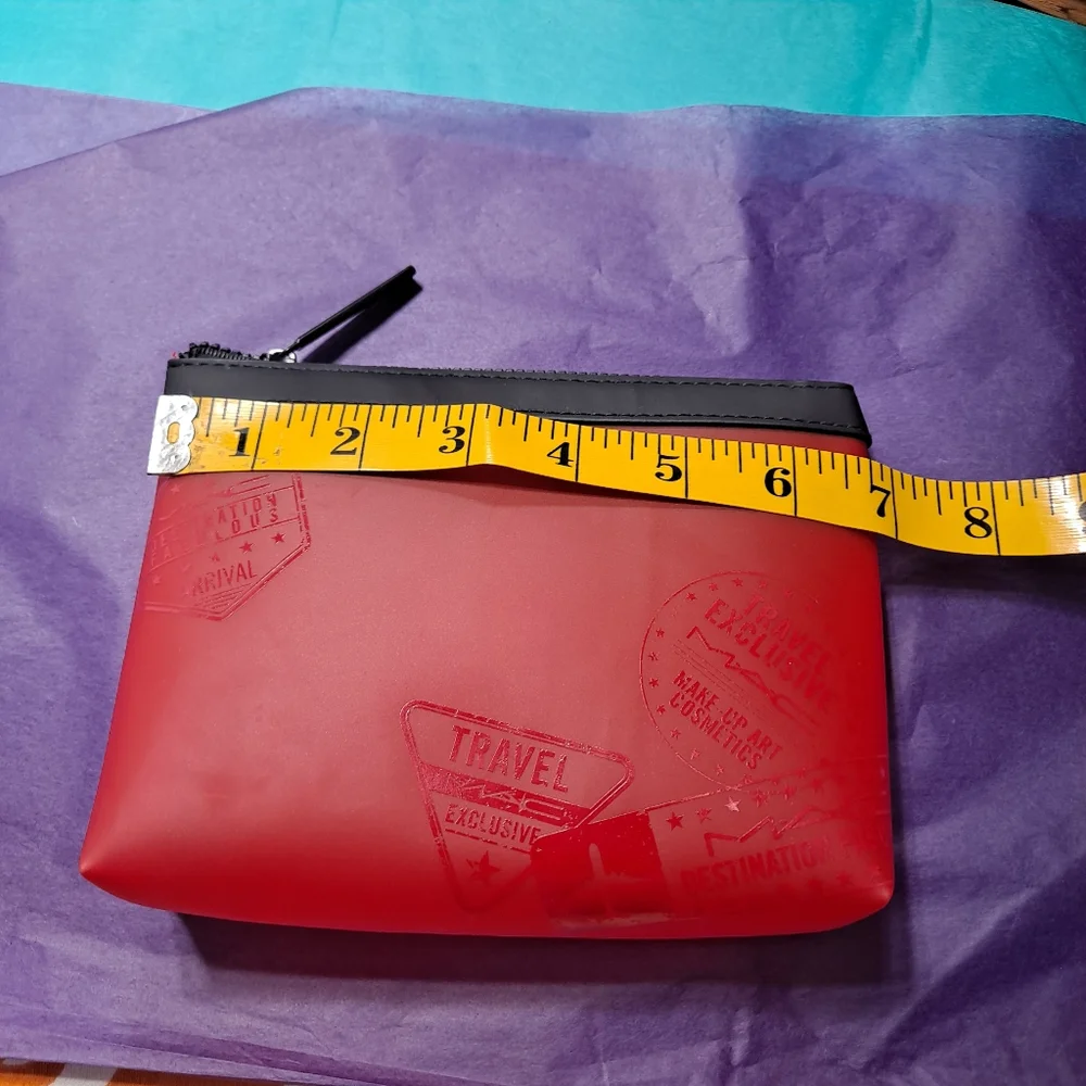 MAC Cosmetic Red Silicone Travel Cosmetic Bag NWOT